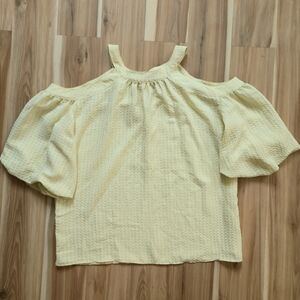 Ann Taylor Light Butter Yellow Off-Shoulder Blouse For Summer Size S